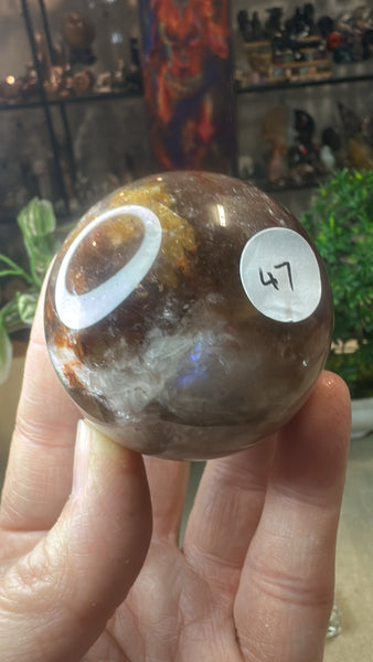 Fire Quartz with moonstone spheres