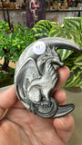 Silver obsidian dragon with moon