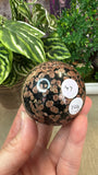Red Snowflake Obsidian sphere