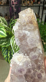 Pink amethyst and flower agate cluster tower
