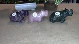 Crystal hippopotamus carvings