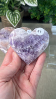 Pink Amethyst and Flower Agate hearts