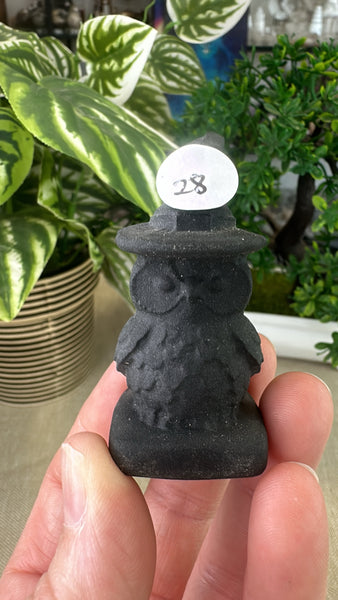 Obsidian Owl with Hat