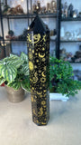 Obsidian Tower with gold etched Carvings