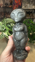 Silver obsidian alien