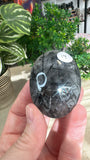 Black tourmaline in Quartz Palm stones