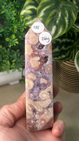 Pink amethyst and flower agate tower