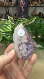 Pink amethyst and flower agate free form
