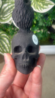 Obsidian Skull with Owl - (1)