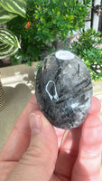 Black tourmaline in Quartz Palm stones