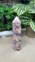 Pink amethyst and flower agate tower