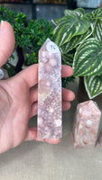 Pink Amethyst and Flower Agate Towers