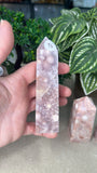 Pink Amethyst and Flower Agate Towers