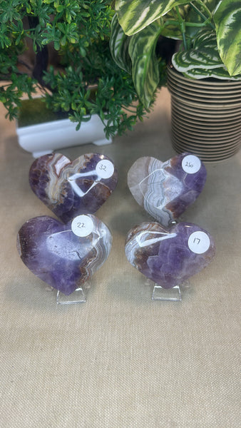 Amethyst and agate Hearts