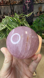 Star Rose Quartz Sphere with Pyrite Piece