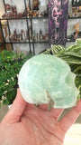 Pistachio calcite skull