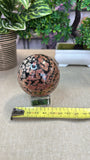 Red Snowflake Obsidian sphere