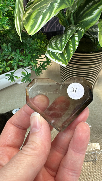 Smokey Quartz Faceted Hearts