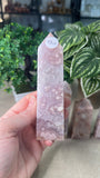 Pink Amethyst and Flower Agate Towers