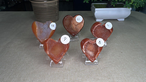 Carnelian Druzy Hearts