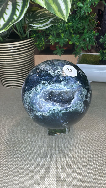 Moss agate sphere
