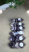 Chevron amethyst double terminated points