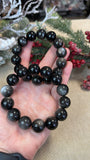 Silver obsidian Bracelets 16mm