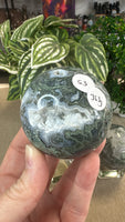 Moss agate spheres