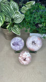 Pink Amethyst and Flower Agate Spheres