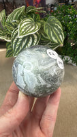 Moss agate spheres