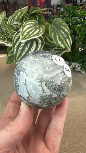 Moss agate spheres
