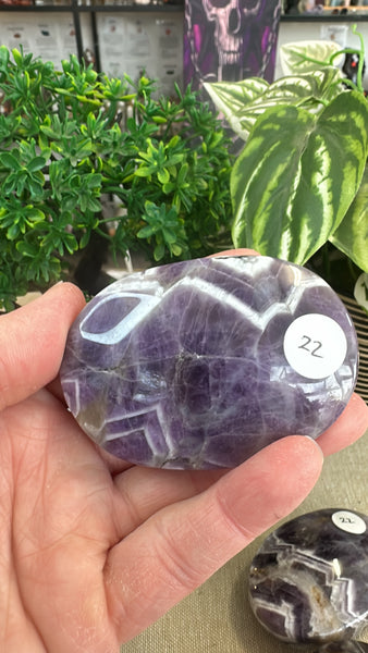 Chevron amethyst palm stones