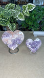 Pink Amethyst and Flower Agate hearts