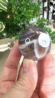 Chevron amethyst spheres