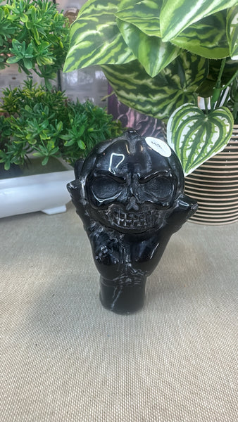 Obsidian Hand with pumpkin
