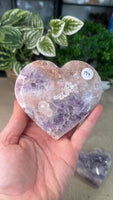 Pink Amethyst and Flower Agate hearts