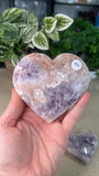 Pink Amethyst and Flower Agate hearts