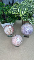 Pink Amethyst and Flower Agate Spheres