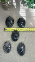Black tourmaline in Quartz Palm stones