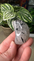 Black Tourmaline in Quartz Moon