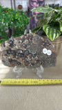 Raw Garent on Druzy Quartz and Pyrite Slice