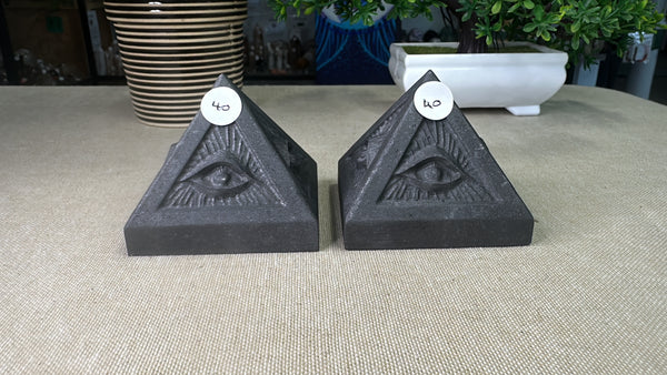 Shungite evil eye pyramids