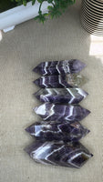Chevron amethyst double terminated points