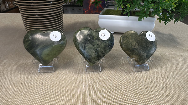 Green jade hearts