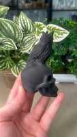 Obsidian Skull with Owl - (1)