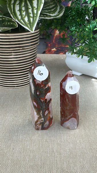 Red moss agate points