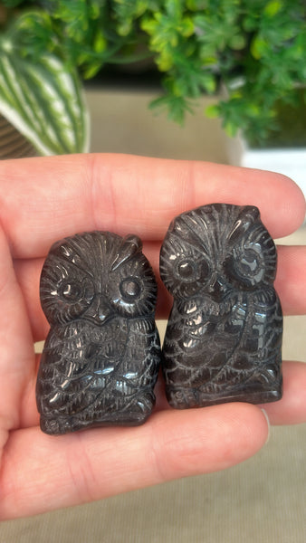 Silver Obsidian Owls