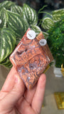 Pink Druzy Agate Rhombus on stand