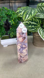 Pink amethyst and flower agate tower