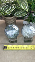 Moss agate spheres